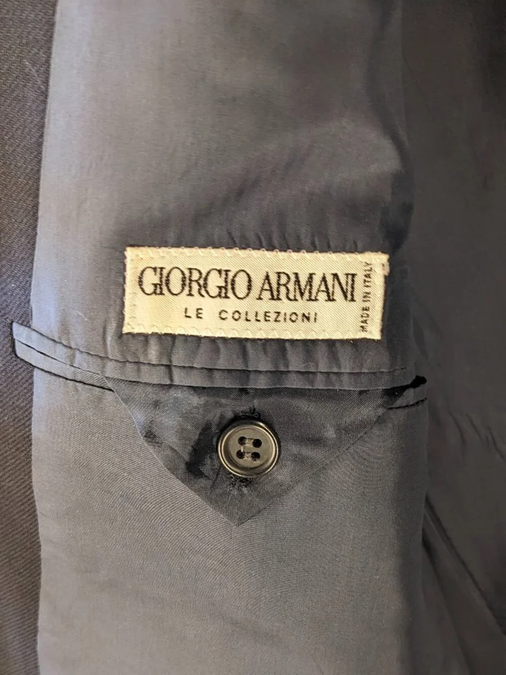[Giorgio Armani Le Collezioni | Size 43L] Navy Blue 100% Wool Suit Jacket
